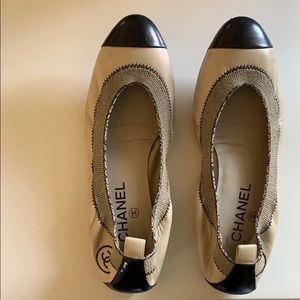 Chanel Classic Beige Black Flats